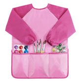 Kopokita Kids Art Smock front view in pink with long sleeves for mess-free painting