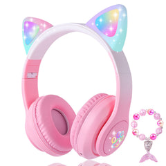 KORABA cat ear headphones pink with LED lights for kids' playtime