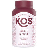 KOS Organic Beetroot Capsules bottle with 180 capsules for daily wellness.