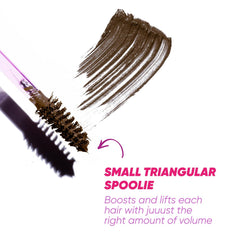 Kosas Air Brow Gel dispensing mousse highlights its light, flexible formula.