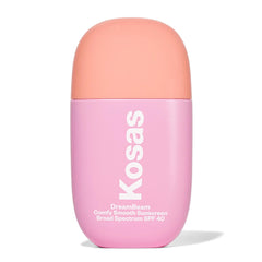Kosas DreamBeam SPF 40 bottle closeup, mineral protection for daily use.