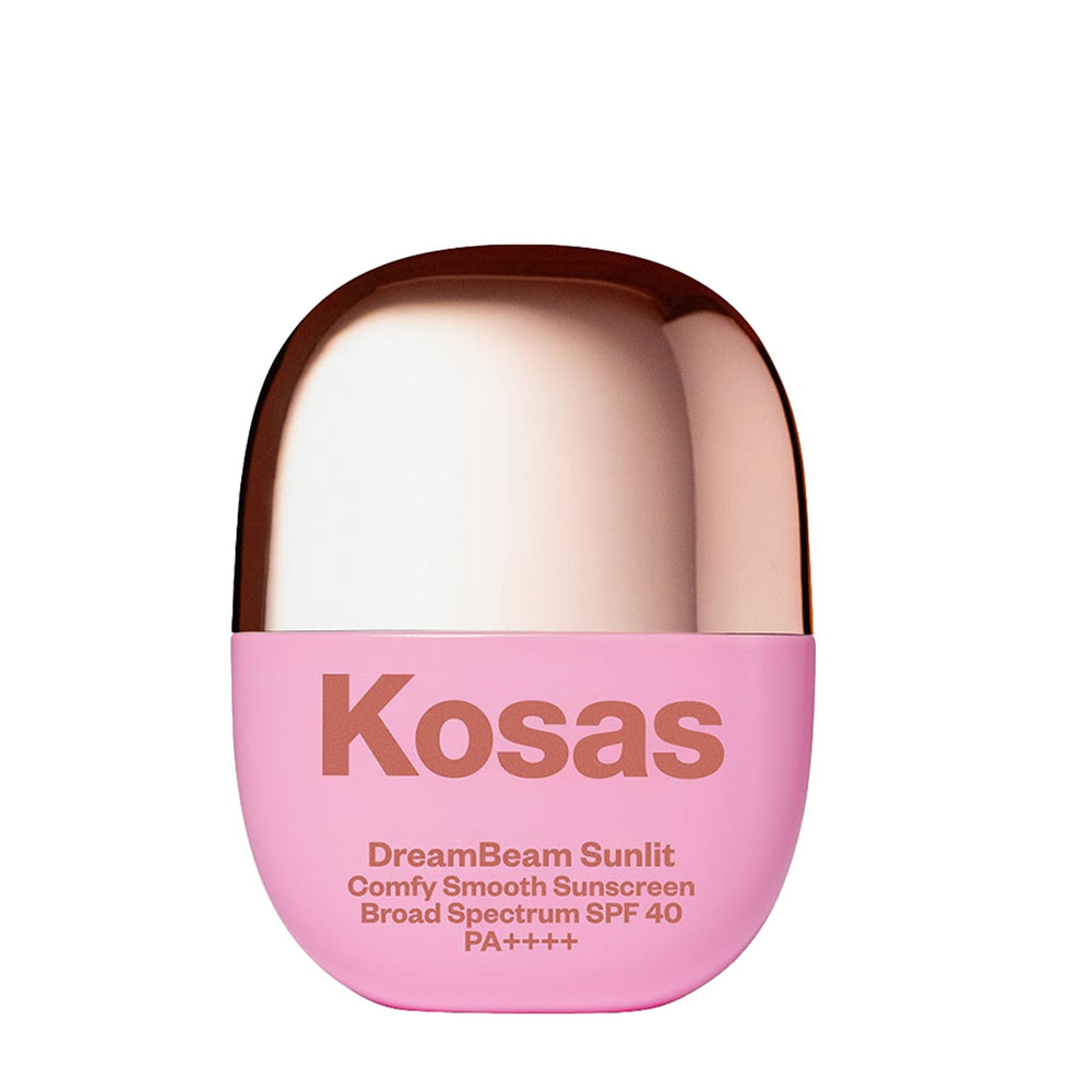 Kosas Mini DreamBeam SPF 40 bottle front for travel-friendly sun protection and makeup prep.