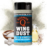 Kosmos Q Salt & Vinegar Wing Dust bottle on counter ready to flavor wings