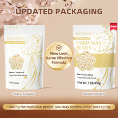 Kotamu hard wax beads melt evenly in a warmer for gentle removal.