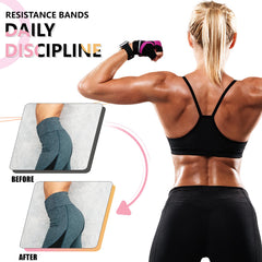 Koulate grey fabric band in use during a home gym routine for stability