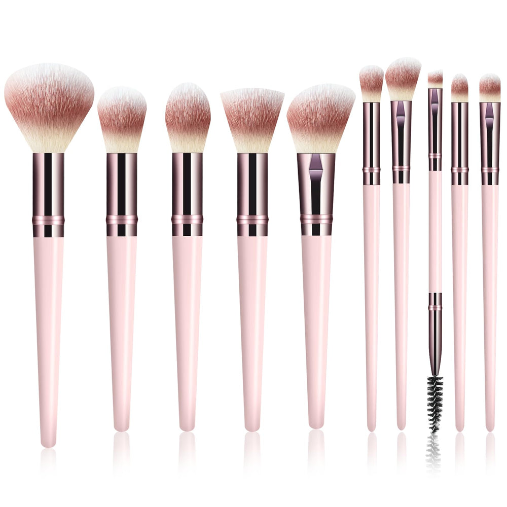 koulate pink makeup brush set 10pc for seamless full-face application
