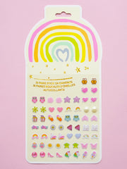 Koutey stick-on earrings colorful gems glitter, easy application for parties.