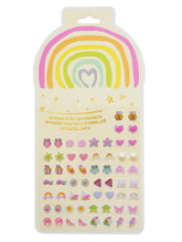 Koutey stick-on earrings unicorn rainbow pack for kids, mess-free dress-up.