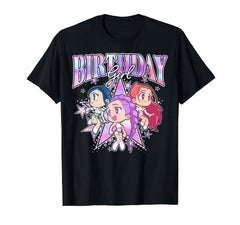 KPop Demon Hunters Birthday Girl Adorable Chibi Group Shot T-Shirt for daily wear and concert-ready fandom style