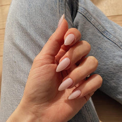 KQueenest dusty pink press-on nails with UV coating for radiant shine.