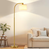 KQW tall floor lamp with fabric shade for cozy living room lighting