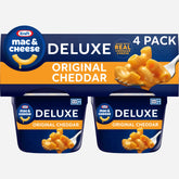 Kraft Deluxe Mac and Cheese cups front view, ideal for quick weeknight dinners.