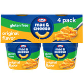 Kraft Gluten Free Mac and Cheese Cups packaging highlights convenient single-serve portions.