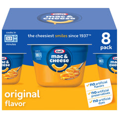 Kraft Mac and Cheese Cups original flavor front-pack display with eight convenient servings