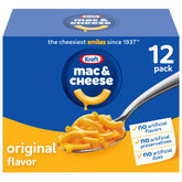 Kraft Mac & Cheese 12-box bundle on kitchen counter, ideal for easy meals.