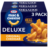 Kraft Mac & Cheese Deluxe three-box pack ready for family dinners