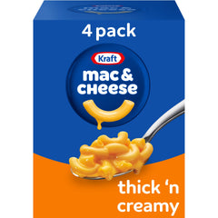 Kraft Mac and Cheese four-box packaging for quick family dinners.