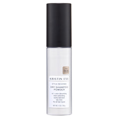 Kristin Ess travel size dry shampoo powder pump in use for on the go oil absorption