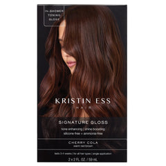 Kristin Ess Hair Gloss Cherry Cola bottle pour enhances color depth and vibrancy.