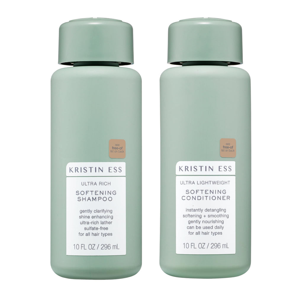 Kristin Ess Softening Moisture Repair Shampoo bottle shows color-safe, sulfate-free cleansing