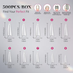 krofaue ten-sizes assortment with size labels, quick fitting for accurate DIY nail tips