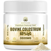 Kroppssund bovine colostrum powder bottle showing convenient daily servings for gut support.