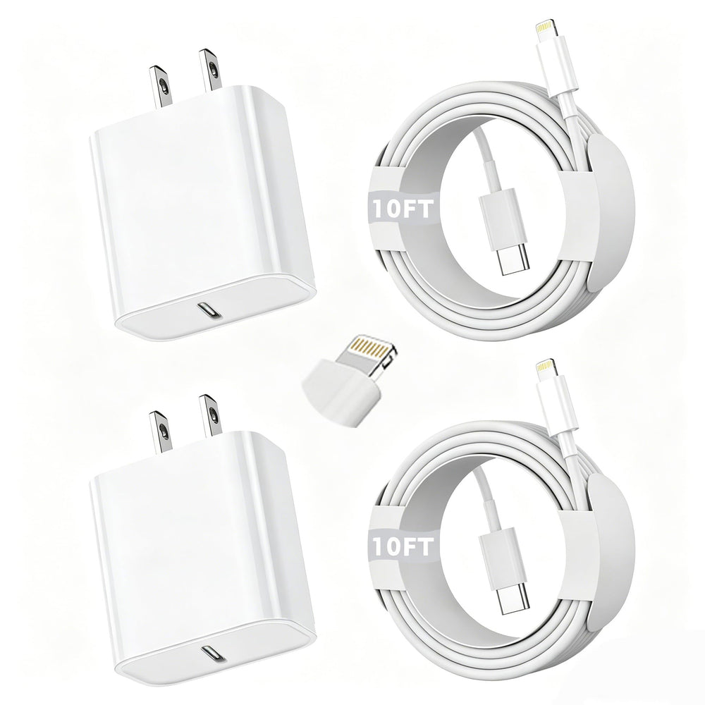 Kruidvat iPhone fast charger 10ft cable offers long reach for bed or desk charging.
