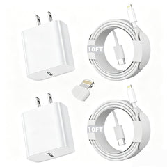 Kruidvat iPhone fast charger 10ft cable offers long reach for bed or desk charging.
