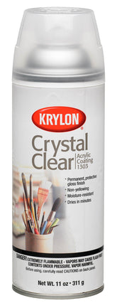 Krylon Crystal Clear acrylic spray can shown for permanent gloss protection on crafts