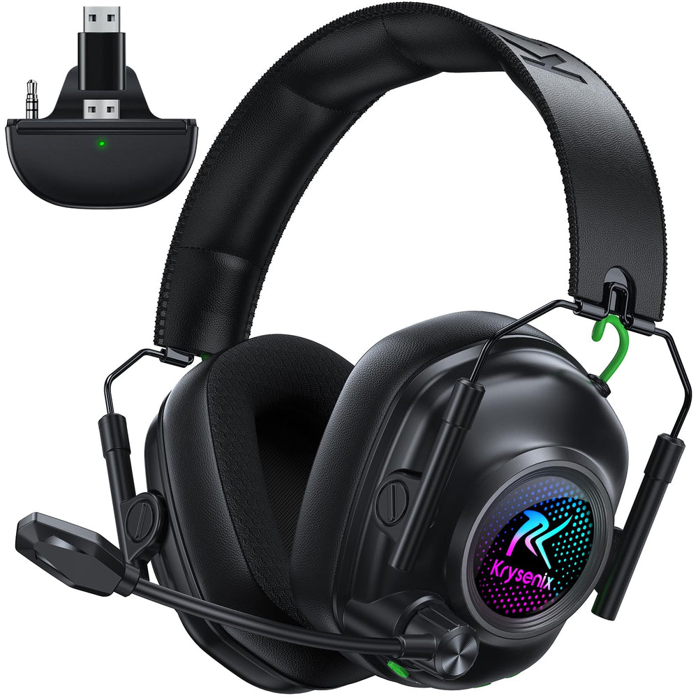 Krysenix wireless headset shown with Xbox dongle for low‑latency setup.