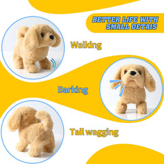 KSABVAIA plush golden retriever toy barking offers interactive sound for pretend play.