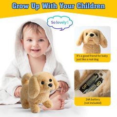 KSABVAIA plush golden retriever toy tail wagging adds lifelike charm for storytelling.