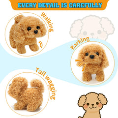 KSABVAIA plush teddy dog tail wagging adds joyful interaction for toddlers.