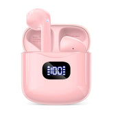 KTGEE T08 earbuds with pink LED display case for easy battery monitoring and long listening sessions.
