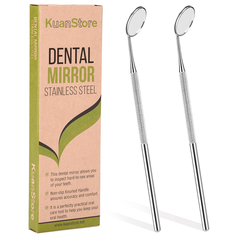 KuanStore dental mirror 6.5-inch front view for easy oral inspection and cleaning.