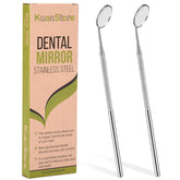 KuanStore dental mirror 6.5-inch front view for easy oral inspection and cleaning.