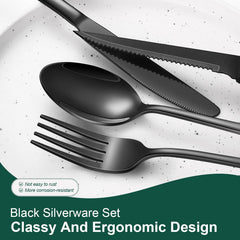 KUIHT dinner knives in black flatware style for versatile table setting
