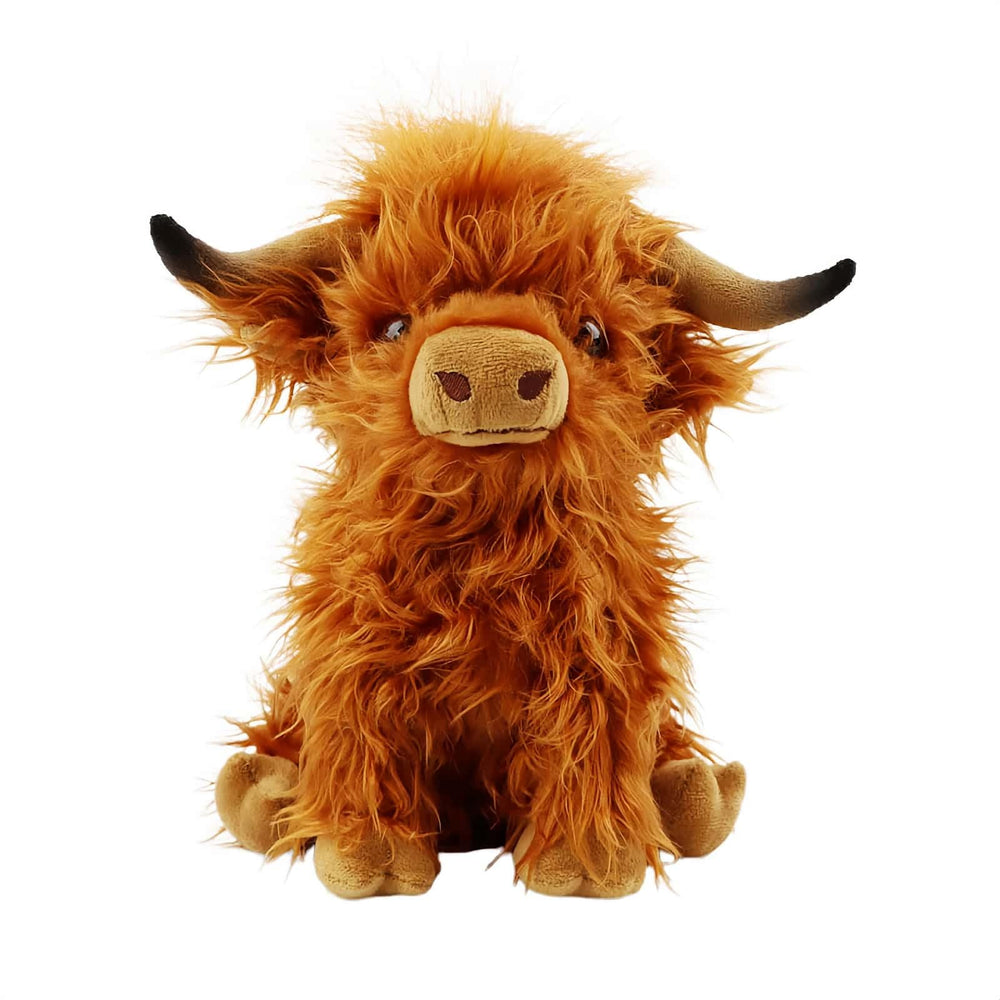 Kulupu Highland Cow plush full-body view showing soft texture and kid-friendly appeal