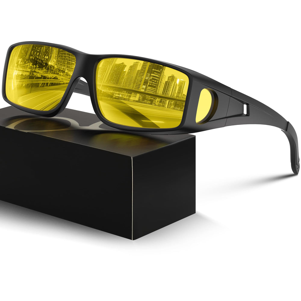 Kunchu night-driving glasses with polarized yellow lenses reduce glare for clearer night driving