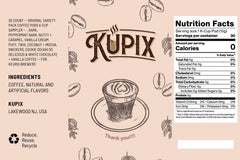 KUPIX custom gift box packaging showcasing premium coffee flavors.