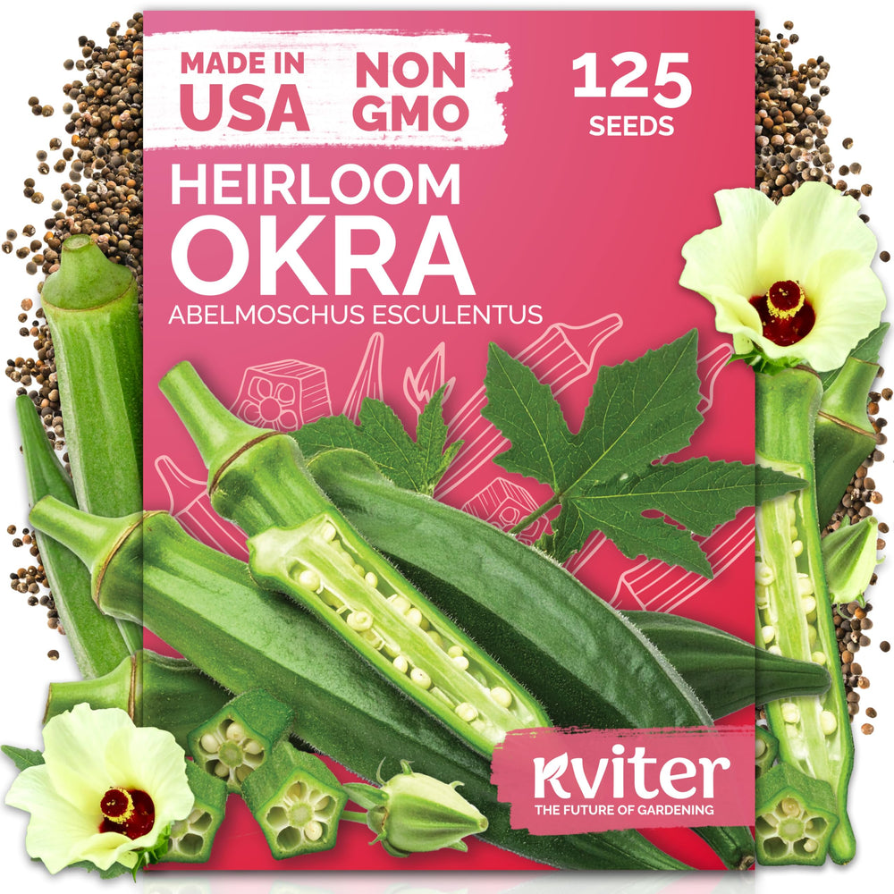 KVITER 125 Clemson Spineless okra seeds packet ready for warm soil planting