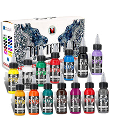 KVM Tattoo Ink Set 14 Colors front view for precise work