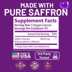 Kwala Nutrition saffron bottle label with calming color scheme.