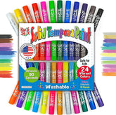 Kwik Stix 24-pack classic colors shown on poster paper for mess-free creativity.