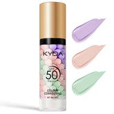 KYDA 3 in 1 color correcting primer bottle with purple-green-pink tones for even skin tone