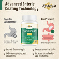 Kynderynl Nattokinase bottle-nutrition-facts shows vegan, gluten-free formulation.