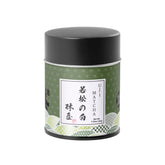 KYOHAYASHIYA Wakamatsu matcha tin front, premium ceremonial grade for authentic tea rituals.