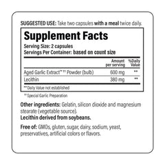 Kyolic Odorless Aged Garlic Extract image highlighting odor-free, stomach-friendly use.