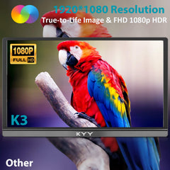 KYY portable monitor's ultra-slim 0.3-inch profile for easy transport.