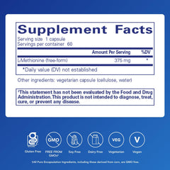 L-Methionine capsules closeup showing easy daily dosing.